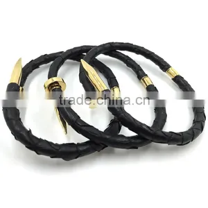 TOP QUALITY Stainless Steel Python Nail Bracelet 18K Gold Plated Women Jewelry Nail Screw Cuff Bangle thumbnail-3