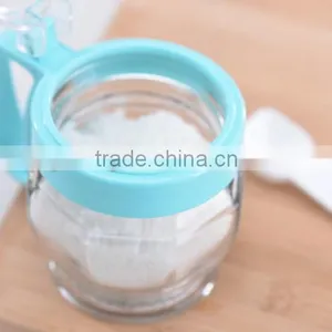 2016 Hot Sale High Kitchen Colored Quality Glass Spice Jar With Spoon thumbnail-5