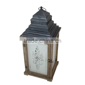 New Design Wooden Lantern With Silk Printing Glass thumbnail-2