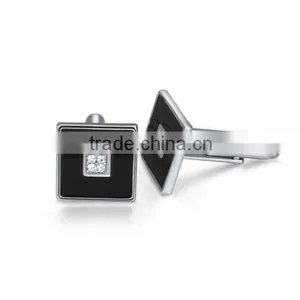 2016 Classic Mens Shirts Copper Crystal Business Cuff Links Silver Enamel Cufflinks Jewelry thumbnail-3