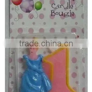Wholesale Princess Cinderella Candle/ Candle Number 0-9, Available in 1 2 3 4 5 6 7 8 9 0 Kids Birthday Partyware Party Supplies thumbnail-1