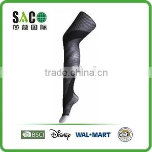 Fashion Lady's Thin Transparent Oblique Stripe Black Tights thumbnail-2