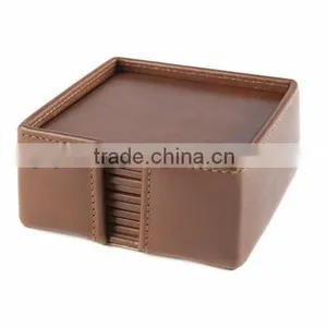 Square Emboss Leather Coaster Sets thumbnail-1