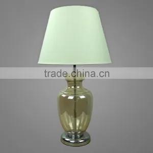 Chrome Metal Base And Glass Body With White Fabric Lampshade Study Table Lamp Bedside Table Lamp thumbnail-1