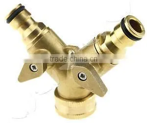 3/4 Two Way Double Garden Tap Connector Adaptor Solid Brass thumbnail-1