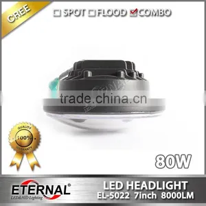 80W 7in Round 4WD Off-road Truck SUV Automotive Vehicles Sealed Dual Beam Led Headlight Lamp thumbnail-4