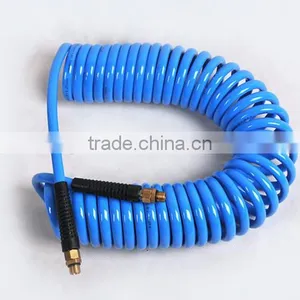 BLue Polyurethane Spiral Tube, PU Coil Hose With Brass Ends&Tail(6.5*10mm*6m),Pneumatic Fitting thumbnail-1