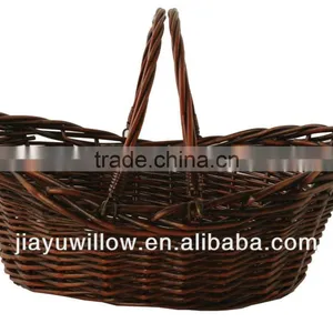 Cheap Oval Willow Basket With Folding Handles thumbnail-1
