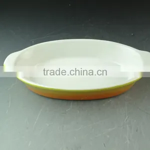 Color Glazed Ceramic Oval Shape Ceramic Bakeware Bake Plate in Stock thumbnail-1