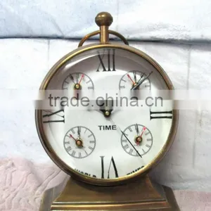 Nautical World Time Table Clock, Desktop World Time Clock, Antique Brass Table Clock, Antique Table Clock thumbnail-1