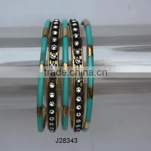 Brass and Resin Mosaic Bracelets Set of 6 Pcs Colour and Designs Can be Customized thumbnail-1