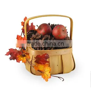 Linyi Manufacturer Supply Handmade Cheap Wooden Fruit Basket With Handle thumbnail-1