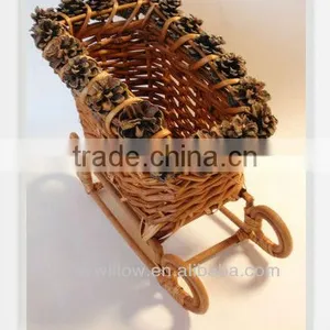 Chirstmas Craft & Wicker Sled & Wicker Sleigh With Pine Cone Decorate thumbnail-1