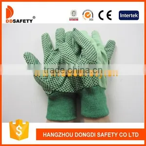 DDSAFETY 2017 Cavas Working Gloves Green Cotton Drill Safety Gloves thumbnail-1