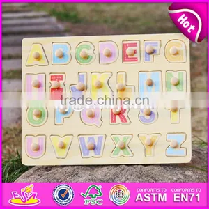 2017 Top Fashion Educational Toddlers Wooden Alphabet Puzzle W14M101 thumbnail-1