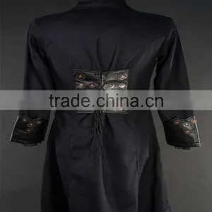 DRACULA BLACK LEATHER MEN COAT/CAPTAIN COAT/GENTLEMAN'S TAILCOAT thumbnail-2