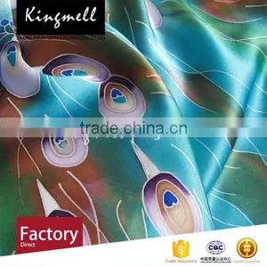Custom Peacock Pattern Digital Print OEM Silk Crepe Scarf thumbnail-2