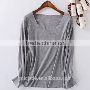 Fashion Custom Plain Long Sleeve Women Bulk Wholesale t Shirts thumbnail-4