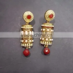 Indian Traditional Ethnic Pearl Jumka Earrings thumbnail-3