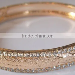 CZ DIAMOND STUDDED GOLD PLATED BANGLE PAIR #CZ5871 thumbnail-1