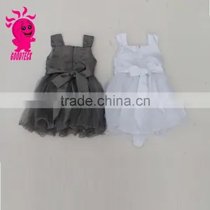Wholesale Infant Baby Clothing Baby Todders Dress Flutter Sleeveless Dress Design With Big Bow thumbnail-1