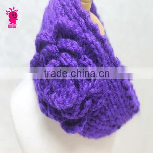 NEWEST Handmade Knitted With Ribbon Flower Kids or Women Headscarves Headband thumbnail-1