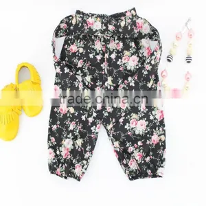 New Fashion Baby Girls Dark Floral Printed Vintage Soft Cotton Classical Harem Pants Shorts thumbnail-1