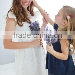 Cotton Floral Embroidered Summer Frock Designs Mom And Daughter Dress Matching thumbnail-3