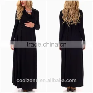 Wholesale Black Cowl Neck Long Sleeve Maternity Maxi Dresses for Ladies 2016 thumbnail-1
