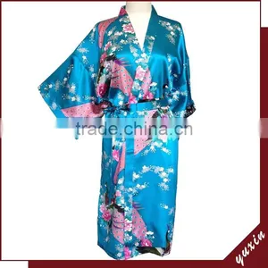 Women Robe Peacock Satin NightGown ,Satin Night Dress NG027 thumbnail-1