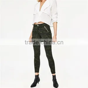 2017 Khaki Ankle Cargo Woodland Camouflage Pants for Women thumbnail-2