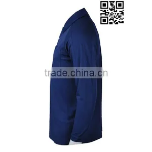 Blue Color Workwear Polo Long Sleeve Shirt Sport Dry Fit Polyester thumbnail-3