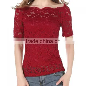 2017 Women Sexy Tight New Style Lace Latest Blouse Styles thumbnail-1