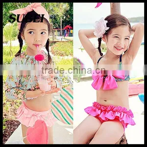 Children Swimsuit Three-piece Floral Bikinifloral Bikini Girls Swimwear thumbnail-1