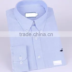 2017 New Blue Oxford Men's Long Sleeve Casual Shirt Wholesale thumbnail-1