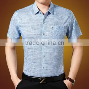 2016 Short-sleeved Shirt Business Casual Men's Young and Middle-aged Double Mercerized Cotton, No-iron Shirt thumbnail-1