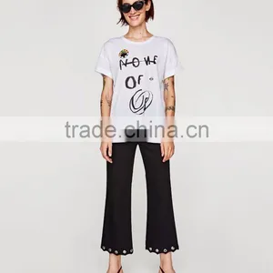 Guangzhou Shandao Factory OEM Customized 160g 100% Cotton Logo Printed Short Sleeve O-Neck Ladies New Design T Shirt thumbnail-3