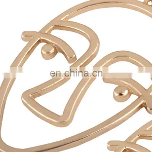 New Exaggerated Facial Hollow Big Human Face Dangle Gold Earrings IN STOCK! thumbnail-5