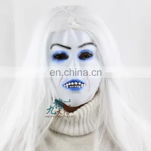 Halloween Latex Ghost Mask With White Wigs thumbnail-1