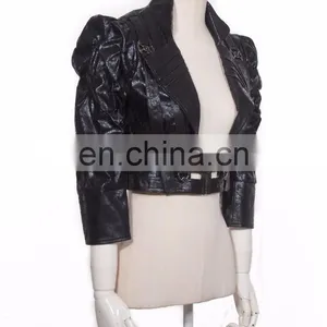 Gothic Fetish Synthetic Leather Crop Top Jacket thumbnail-2