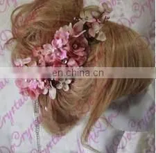 Aidocrystal Pink Hari Flower Crown, Rustic Wedding Hair Accessories, Bridal Headpiece, Floral Headband thumbnail-5