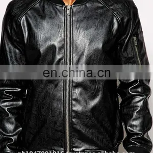 2014 Fashion Colletctions Men's Faux Leather Look Bomber Jacket thumbnail-3