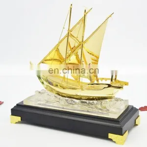 Miniature 3d Metal Ship Model Plated With Gold Leaf For Decoration Gifts Or Collection thumbnail-1