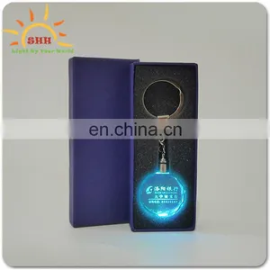 Custom Logo Gift Souvenirs Novelty Led Light up Crystal Keychain With Factory Price OEM Service thumbnail-3