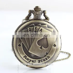 Shun Zi Novel Fashion Poker Bronze Retro Unisex Antique Quartz Pocket Watch Jewelry thumbnail-1