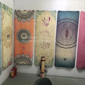 Organic Natural Rubber Suede Microfiber Printed Custom Logo Eco Friendly Pilates Yoga Mat thumbnail-2