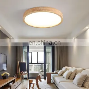 Wooden Color Round Bedroom Macaron Lamp Ultra Slim Modern LED Ceiling Lights For Living Room thumbnail-1