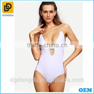 New Fashion Women Casual Low -neck Design Print One-Piece Swimwear thumbnail-1
