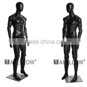 Abstract Fiberglass Black Adjustable Movable Male Mannequins Egg Head Mannequin for Window Display MZ-HM01BKEG thumbnail-6
