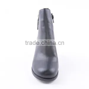 Shiny Back Upper Military Gravity Mid Heel Boots Cheap in China With Double Zippers thumbnail-3